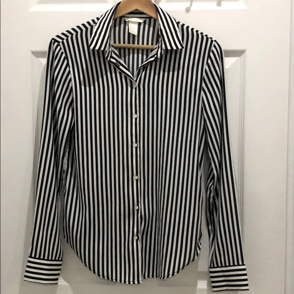 White & Black Striped Blouse